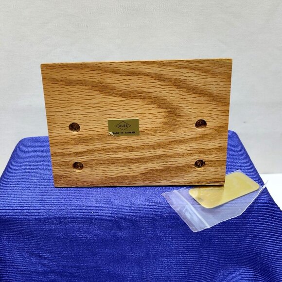 Olee Oak & Brass Business Card Holder Presentation Stand Display With Brass Name - Picture 5 of 11
